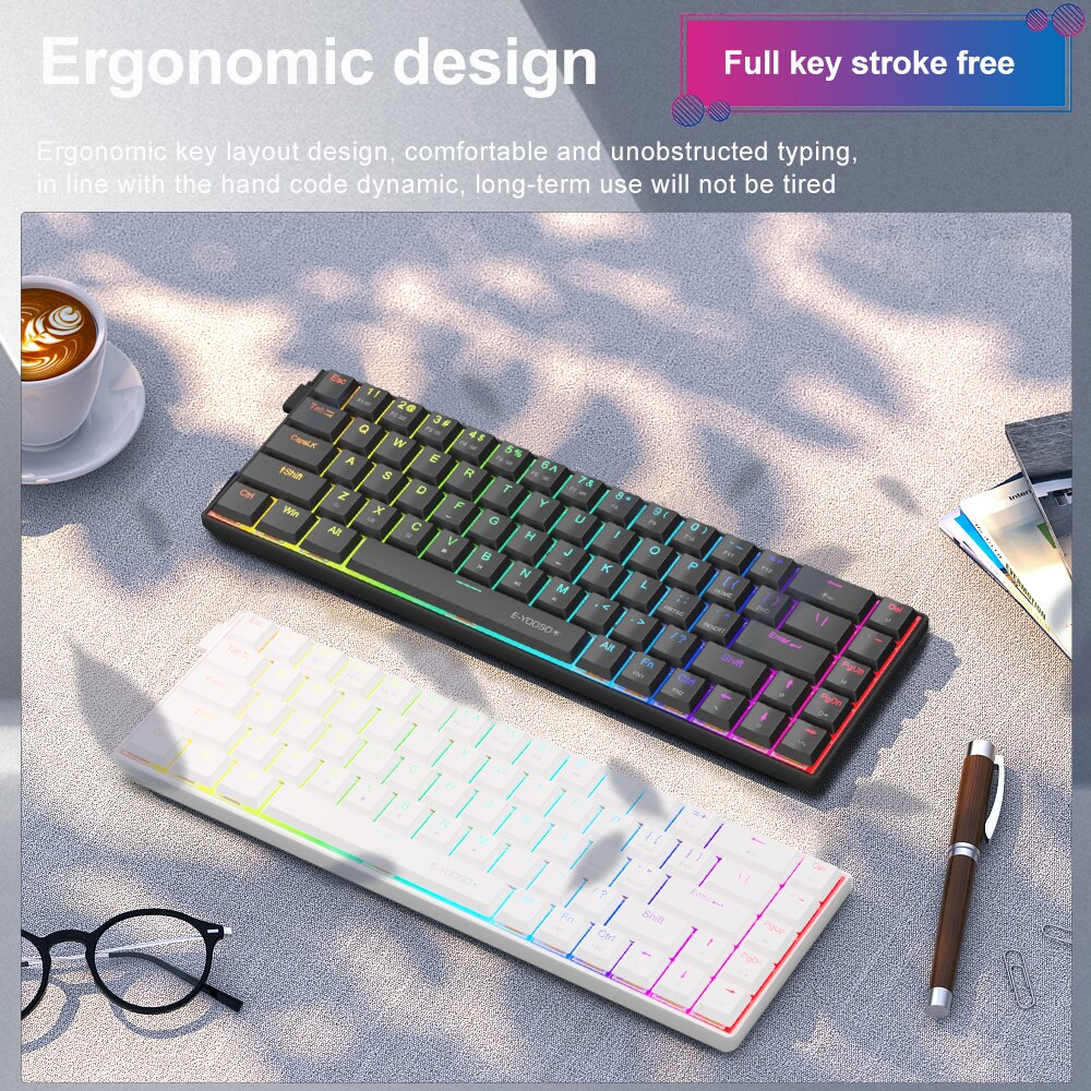 E-YOOSO A68 RGB Mini Slim USB  - Pc Gaming Pink recension och pris