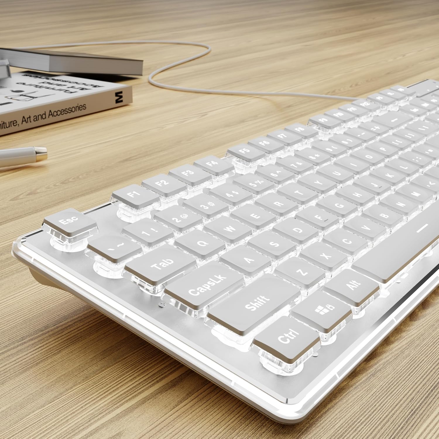 Wired USB Keyboard with White  - Pc Gaming Fullset recension och pris