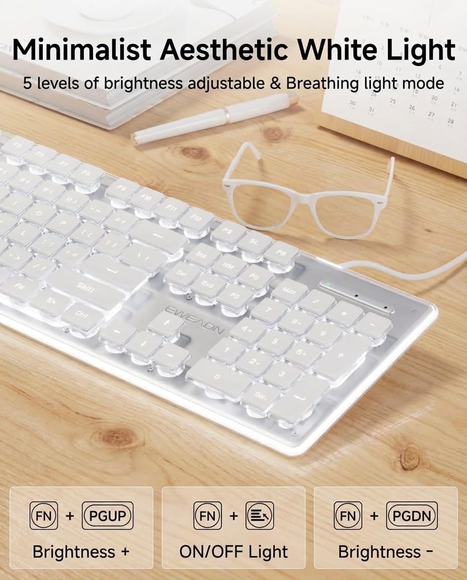 Wired USB Keyboard with White  - Pc Gaming Fullset recension och pris